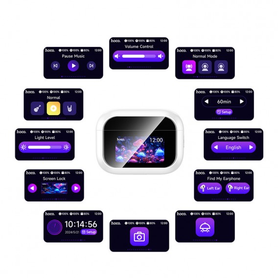 Бездротові TWS навушники Hoco EW79 Bright with Touch Screen ANC White Бездротові TWS навушники Hoco EW79 Bright with Touch Screen ANC White