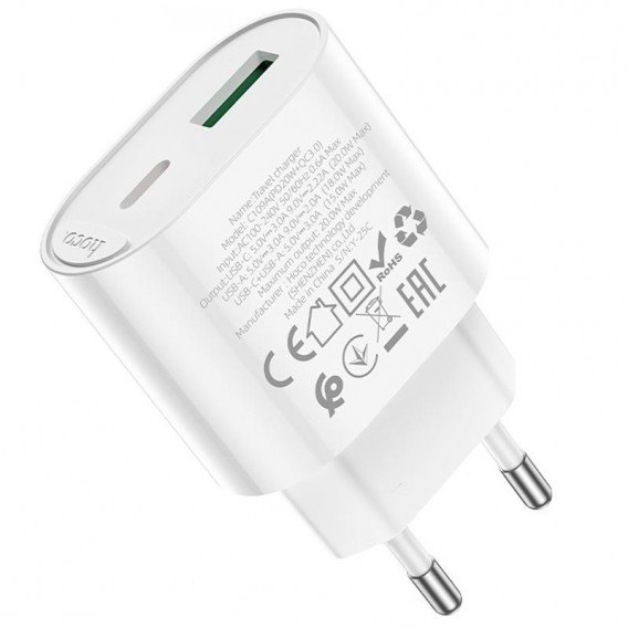 МЗП Hoco C109A Fighter PD20W+QC3.0 (1USB-A/1C) White МЗП Hoco C109A Fighter PD20W+QC3.0 (1USB-A/1C) White
