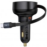АЗП Baseus Enjoyment Pro PD60W+QC3.0 with retractable cable (1USB-A/1C) (C000578) Cluster Black АЗП Baseus Enjoyment Pro PD60W+QC3.0 with retractable cable (1USB-A/1C) (C000578) Cluster Black