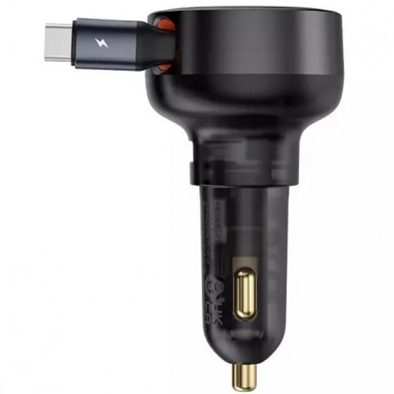 АЗП Baseus Enjoyment Pro PD60W+QC3.0 with retractable cable (1USB-A/1C) (C000578) Cluster Black АЗП Baseus Enjoyment Pro PD60W+QC3.0 with retractable cable (1USB-A/1C) (C000578) Cluster Black