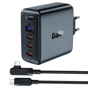 МЗП Acefast A37 PD100W+QC3.0 GaN (1USB-A/3C) + кабель Type-C to Type-C 2m Black МЗП Acefast A37 PD100W+QC3.0 GaN (1USB-A/3C) + кабель Type-C to Type-C 2m Black