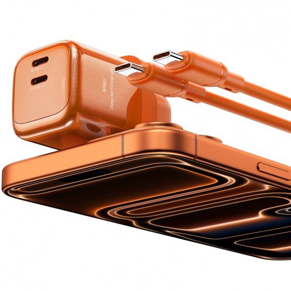 МЗП WIWU G025 Cube PD45W (2USB-C) + кабель Type-C to Type-C Orange МЗП WIWU G025 Cube PD45W (2USB-C) + кабель Type-C to Type-C Orange