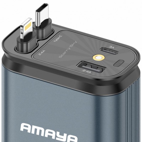 АЗП Amaya ACC-CL11 PD57.5W+QC3.0 (1USB-A/1C) with retractable cable Type-C + Lightning Gray АЗП Amaya ACC-CL11 PD57.5W+QC3.0 (1USB-A/1C) with retractable cable Type-C + Lightning Gray