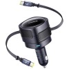 АЗП Baseus Enjoyment Max PD60W with retractable cable (2USB-C) (C00035507121) Cosmic Black
