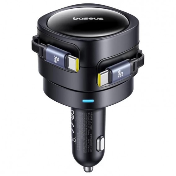 АЗП Baseus Enjoyment Max PD60W with retractable cable (2USB-C) (C00035507121) Cosmic Black