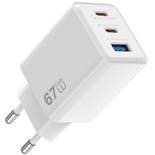 СЗУ WIWU G026 Cube PD67W+QC3.0 GaN (1USB-A/2C) White СЗУ WIWU G026 Cube PD67W+QC3.0 GaN (1USB-A/2C) White