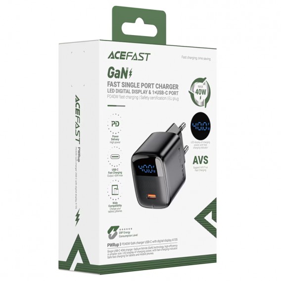 МЗП Acefast A135 PD40W GaN (1USB-C) Black МЗП Acefast A135 PD40W GaN (1USB-C) Black
