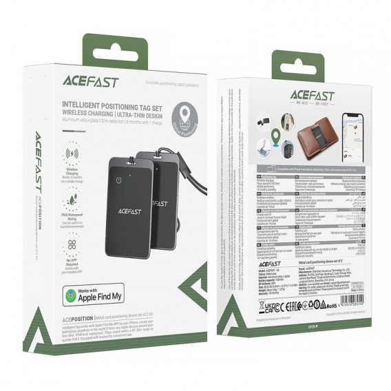 Трекер Acefast S3 Metal Card 100 mAh (2ps) Gray Трекер Acefast S3 Metal Card 100 mAh (2ps) Gray