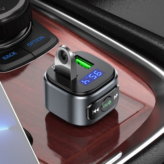 АЗП FM модулятор Hoco E67 QC3.0 (2USB-A) Чорний АЗП FM модулятор Hoco E67 QC3.0 (2USB-A) Чорний