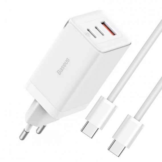 МЗП Baseus GaN5 Pro PD65W+QC3.0 (1USB-A/2C) (CCGP12020) White