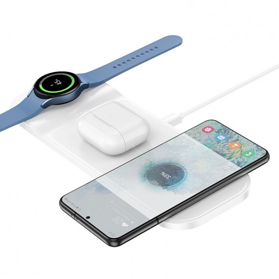 БЗП Hoco CQ6 Power 3-in-1 wireless fast charger (for Samsung Watch) White БЗП Hoco CQ6 Power 3-in-1 wireless fast charger (for Samsung Watch) White