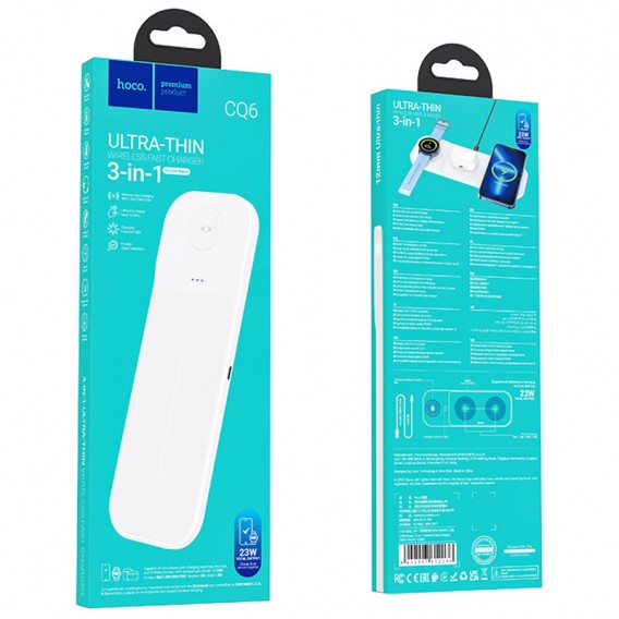БЗП Hoco CQ6 Power 3-in-1 wireless fast charger (for Samsung Watch) White БЗП Hoco CQ6 Power 3-in-1 wireless fast charger (for Samsung Watch) White