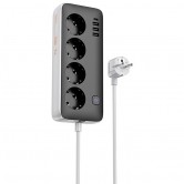 Подовжувач Hoco AC21 Sunlight 4-bit (1C/3A/4xSocket) (3m) Black