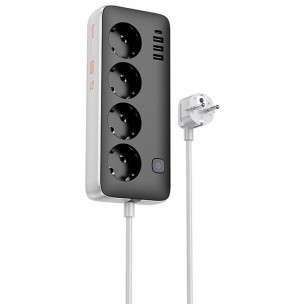 Подовжувач Hoco AC21 Sunlight 4-bit (1C/3A/4xSocket) (3m) Black Подовжувач Hoco AC21 Sunlight 4-bit (1C/3A/4xSocket) (3m) Black