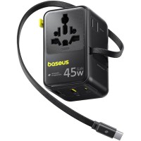 Мережевий універсальний перехідник Baseus AG11 45W with retractable cable (2USB-A/1C/1Socket) (E0307F) Cosmic Black Мережевий універсальний перехідник Baseus AG11 45W with retractable cable (2USB-A/1C/1Socket) (E0307F) Cosmic Black