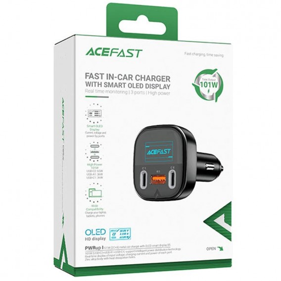 АЗП Acefast B5 PD36W+QC4.0 total 101W (1USB-A/2C) Black АЗП Acefast B5 PD36W+QC4.0 total 101W (1USB-A/2C) Black