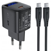 СЗУ Acefast A113 PD20W GaN (1USB-C) + кабель Type-C to Type-C Black