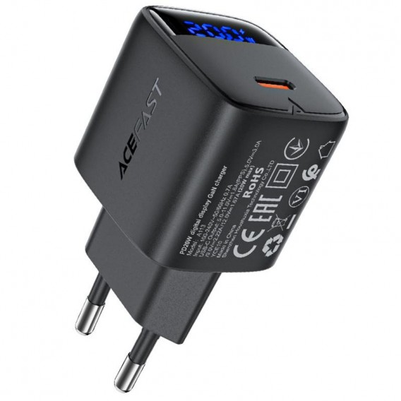 МЗП Acefast A113 PD20W GaN (1USB-C) + кабель Type-C to Type-C Black