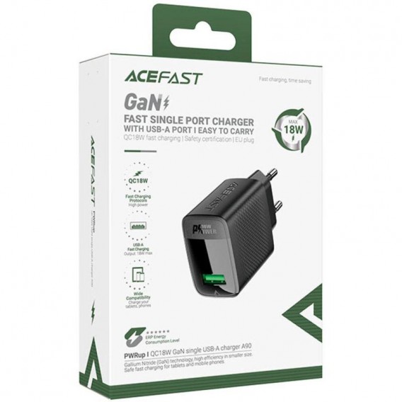 МЗП Acefast A90 QC3.0 18W (1USB-A) Black МЗП Acefast A90 QC3.0 18W (1USB-A) Black