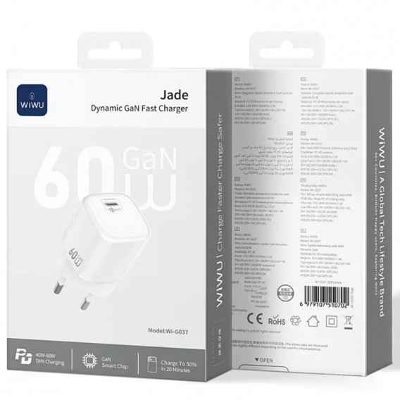 МЗП WIWU G037 Jelly PD60W GaN (1USB-C) White МЗП WIWU G037 Jelly PD60W GaN (1USB-C) White