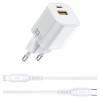 МЗП WIWU G018 Cube PD33W+QC3.0 GaN (1USB-A/1C) + кабель Type-C to Lightning White