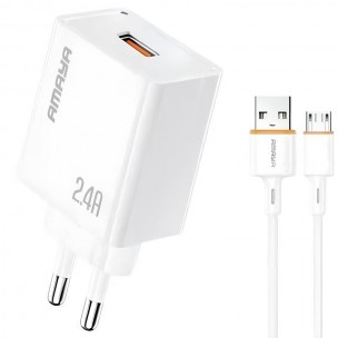 МЗП Amaya E79D 2.4A (1USB-A) + кабель USB to MicroUSB White