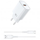 СЗУ WIWU G006 Essen QC3.0 18W GaN (1USB-A) + кабель USB to Type-C White