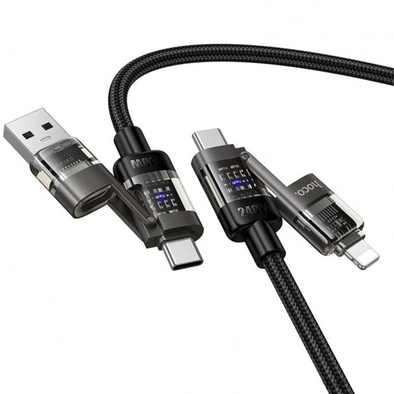 Дата кабель Hoco U151 Goldsmith 4in1 Type-C to USB/Type-C to Lightning 240W (1.2m) Black Дата кабель Hoco U151 Goldsmith 4in1 Type-C to USB/Type-C to Lightning 240W (1.2m) Black
