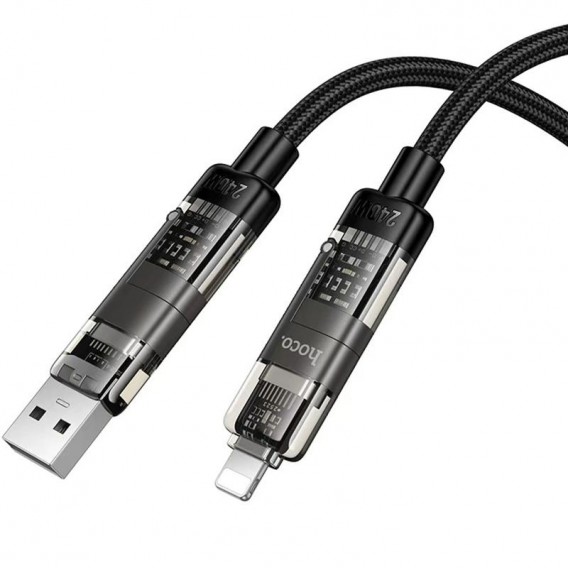 Дата кабель Hoco U151 Goldsmith 4in1 Type-C to USB/Type-C to Lightning 240W (1.2m) Black Дата кабель Hoco U151 Goldsmith 4in1 Type-C to USB/Type-C to Lightning 240W (1.2m) Black