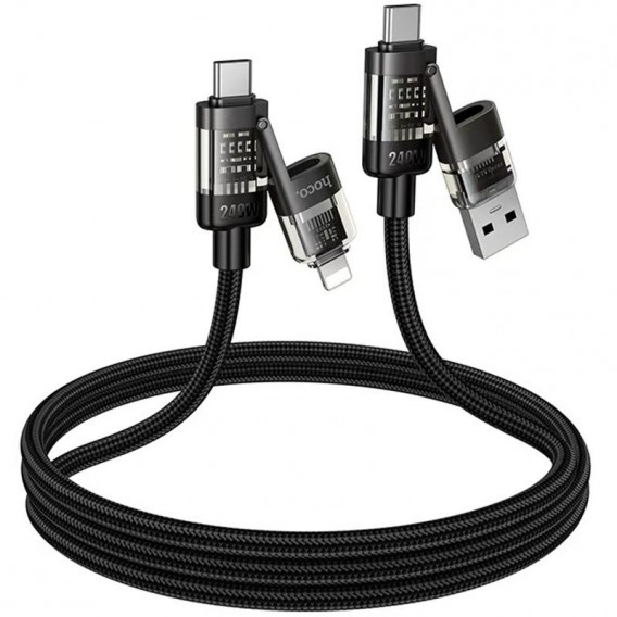 Дата кабель Hoco U151 Goldsmith 4in1 Type-C to USB/Type-C to Lightning 240W (1.2m) Black Дата кабель Hoco U151 Goldsmith 4in1 Type-C to USB/Type-C to Lightning 240W (1.2m) Black