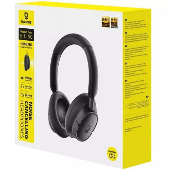 Накладні бездротові навушники Baseus Bass BH1 ANC (A02037) Cosmic Black Накладні бездротові навушники Baseus Bass BH1 ANC (A02037) Cosmic Black