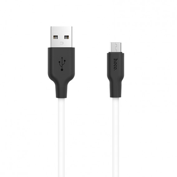 Дата кабель Hoco X21 Silicone MicroUSB Cable (1m) Чорний / Білий
