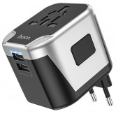 Сетевой универсальный переходник Hoco AC5 Level 2USB+Socket Black Сетевой универсальный переходник Hoco AC5 Level 2USB+Socket Black