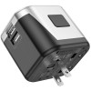 Мережевий універсальний перехідник Hoco AC5 Level 2USB+Socket Black