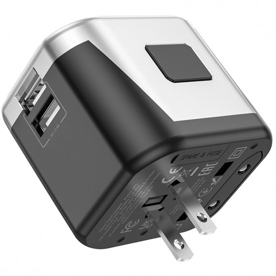 Мережевий універсальний перехідник Hoco AC5 Level 2USB+Socket Black Мережевий універсальний перехідник Hoco AC5 Level 2USB+Socket Black
