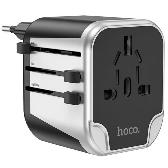 Мережевий універсальний перехідник Hoco AC5 Level 2USB+Socket Black Мережевий універсальний перехідник Hoco AC5 Level 2USB+Socket Black