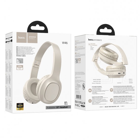 Накладні бездротові навушники Hoco W46 Charm Milky White Накладні бездротові навушники Hoco W46 Charm Milky White