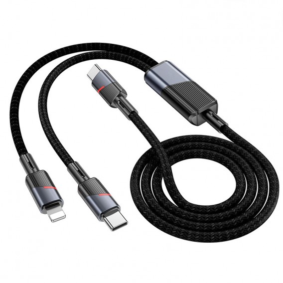 Дата кабель Hoco U139 Type-C to Lightning/Type-C 100W (1.2m) Black