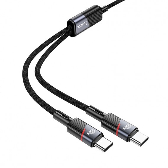 Дата кабель Hoco U139 Type-C to Type-C/Type-C 100W (1.2m) Black