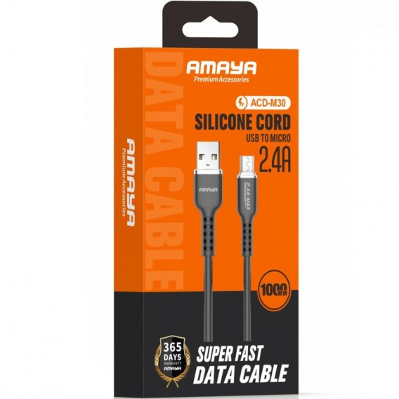 Дата кабель Amaya M30 USB to MicroUSB 2.4A (1m) Black Дата кабель Amaya M30 USB to MicroUSB 2.4A (1m) Black