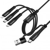 Дата кабель Hoco X123 Victory 6in1 USB/Type-C to Lightning/Type-C/MicroUSB 3A (1m) Black Дата кабель Hoco X123 Victory 6in1 USB/Type-C to Lightning/Type-C/MicroUSB 3A (1m) Black