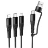 Дата кабель Hoco X123 Victory 6in1 USB/Type-C to Lightning/Type-C/MicroUSB 3A (1m) Black