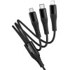 Дата кабель Hoco X123 Victory 6in1 USB/Type-C to Lightning/Type-C/MicroUSB 3A (1m) Black