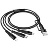 Дата кабель Hoco X123 Victory 6in1 USB/Type-C to Lightning/Type-C/MicroUSB 3A (1m) Black