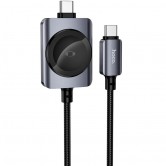 Дата кабель Hoco CW66 2in1 Type-C to iWatch/Type-C PD100W (1.2m) Black Дата кабель Hoco CW66 2in1 Type-C to iWatch/Type-C PD100W (1.2m) Black