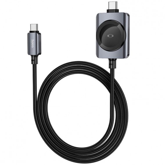 Дата кабель Hoco CW66 2in1 Type-C to iWatch/Type-C PD100W (1.2m) Black