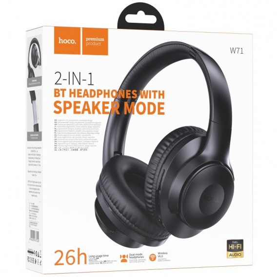Накладні бездротові навушники Hoco W71 Cool sound Black Накладні бездротові навушники Hoco W71 Cool sound Black