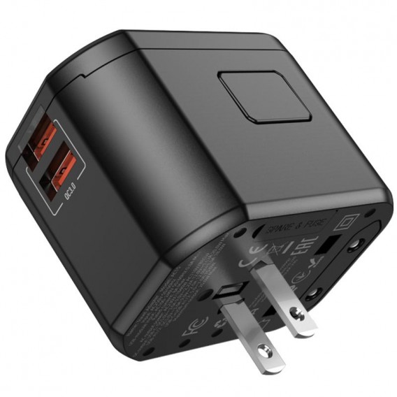 Мережевий універсальний перехідник Hoco AC15 Walker PD20W+QC3.0 (2USB-A/1C) (EU) Black Мережевий універсальний перехідник Hoco AC15 Walker PD20W+QC3.0 (2USB-A/1C) (EU) Black