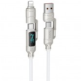 Дата кабель Hoco U152 Fortune 4in1 Type-C to Lightning/Type-C to USB 240W (1.2m) Light Gray Дата кабель Hoco U152 Fortune 4in1 Type-C to Lightning/Type-C to USB 240W (1.2m) Light Gray