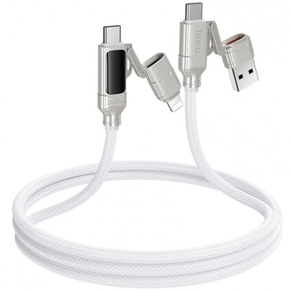 Дата кабель Hoco U152 Fortune 4in1 Type-C to Lightning/Type-C to USB 240W (1.2m) Light Gray